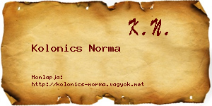 Kolonics Norma névjegykártya